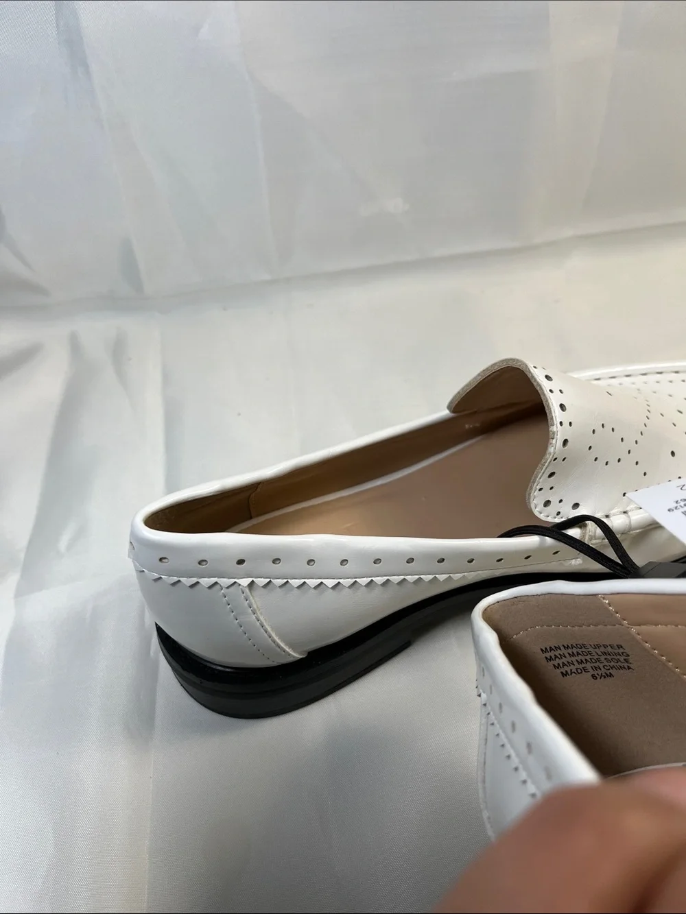 LOFT White Perforated Leather Slip-On Loafers